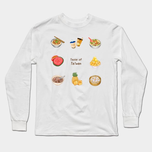 Taiwanese Food Illustration Long Sleeve T-Shirt by Rose Chiu Food Illustration